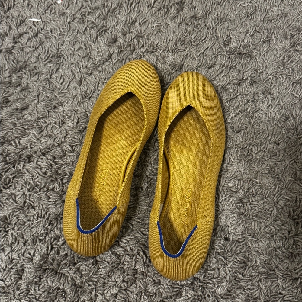 Rothy's Yellow Flats with Blue Trim
